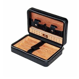 Elegant Black Leather Cigar Case